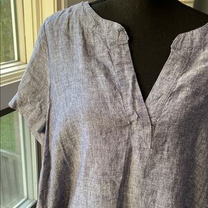 C&C California Women's Blue Linen Shirt Dress Sz 1X